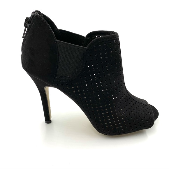 Madden Girl Shoes - Madden Girl Black Pinhole Peep Toe Heels Booties 7